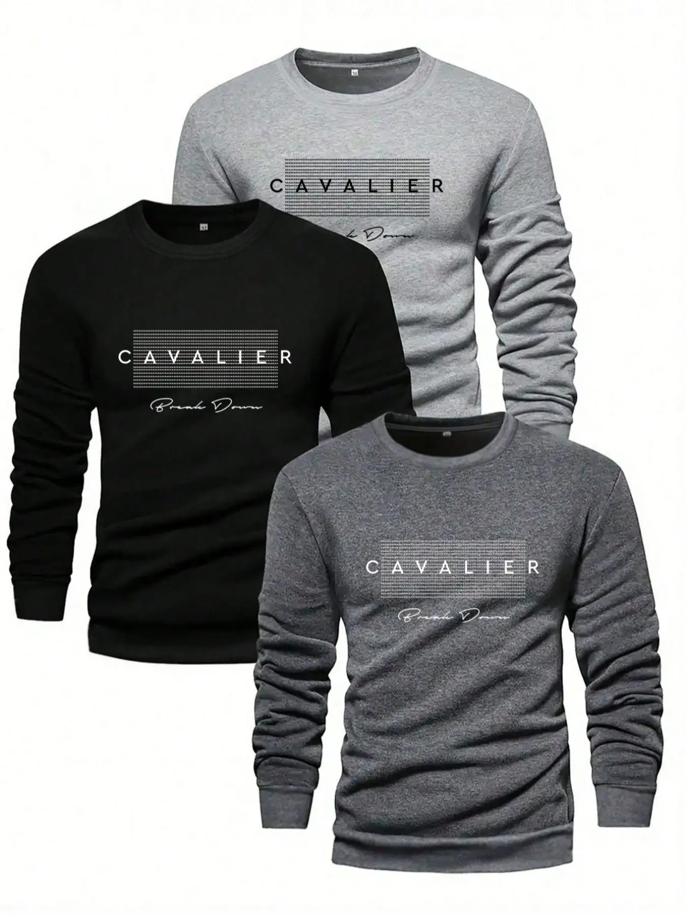 Men's Letter Print Round Neck Sweatshirt, Casual Regular Fit Long Sleeve Pullover for Fall & Winter, Men's Clothes for Daily Wear, Crewneck Pullover, Longsleeves Menswear, Casual Fitted Sweatshirt, Printed Sweatshirt