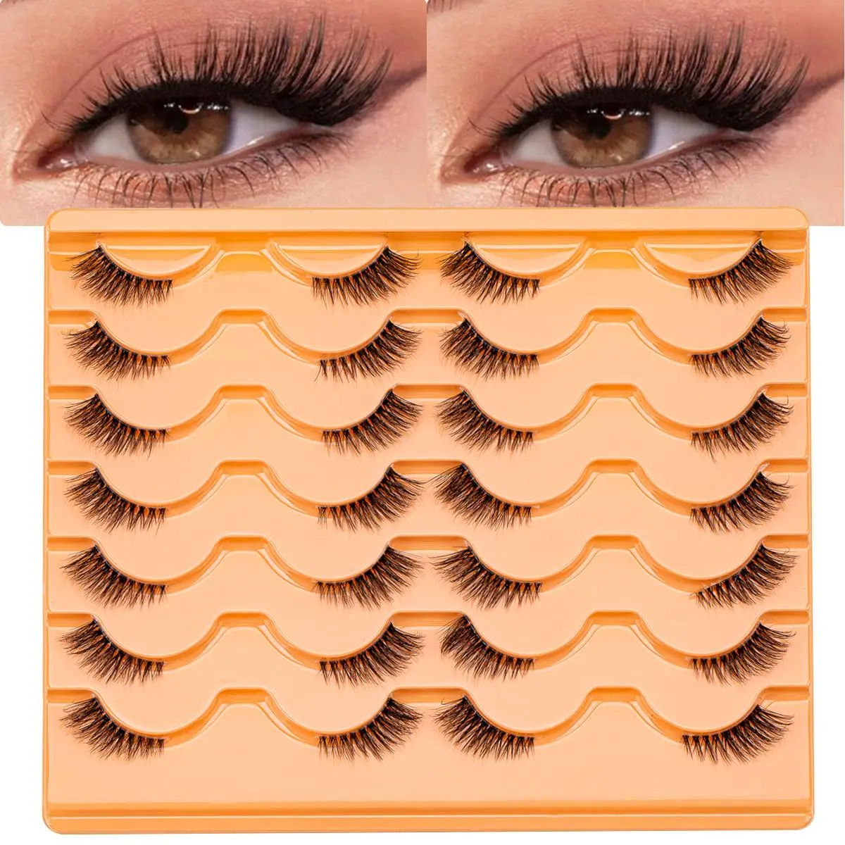 Half Eye False Eyelashes (14 Pairs), Volumized False Eyelashes, Volume Lashes, Flare Lashes, Natural Look Cosmetic Lash Extensions, Self Grafting Curl Eyelashes, Eye Makeup Enhancement False Eyelashes for Women & Girls, Diy Eyelash Extensions