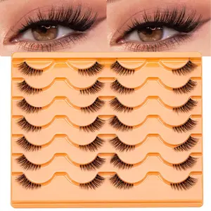 Half Eye False Eyelashes (14 Pairs), Natural Look Eyelash Extensions, Self Grafting Curl Eyelashes, Eye Makeup Enhancement False Eyelashes for Women & Girls, Diy Eyelash Extensions