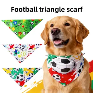 Popular pet products: World Cup themed football pet bandana, pet drool towel, pet accessories Gold Plated Custom Dog Collar metal chain necklace hair decoration hanger creative pet cat portable pu leather tag storage halloween secure buckle