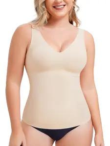 Women's Seamless High Elasticity Compression Shapewear Vest, Soft Comfortable Smooth V Neck Top, Waist Trainer Belly Control, Hide Flabby Skin