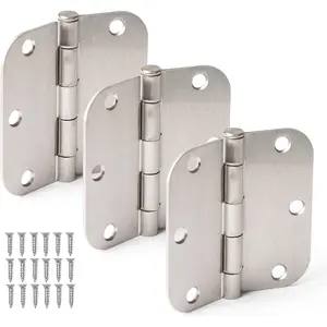 48 Pack Brushed Nickel Door Hinges for Doors, 3.5 x 3.5 Inch Interior Satin Nickel Door Hardware for Doors 3 1/2 Inches, with 5/8 Inch Radius Corners