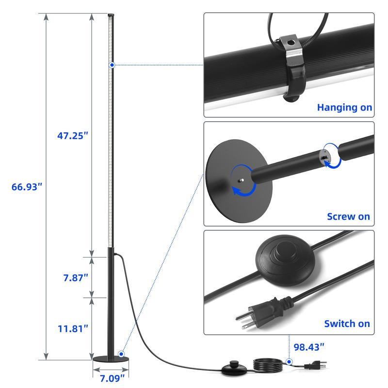 Barrina T10 Pro Standing Grow Light with Timer, 42W, 169 LEDs, Full Spectrum, Vertical Light, Wide Coverage, 4FT to 5.6FT Height with Foot Switch