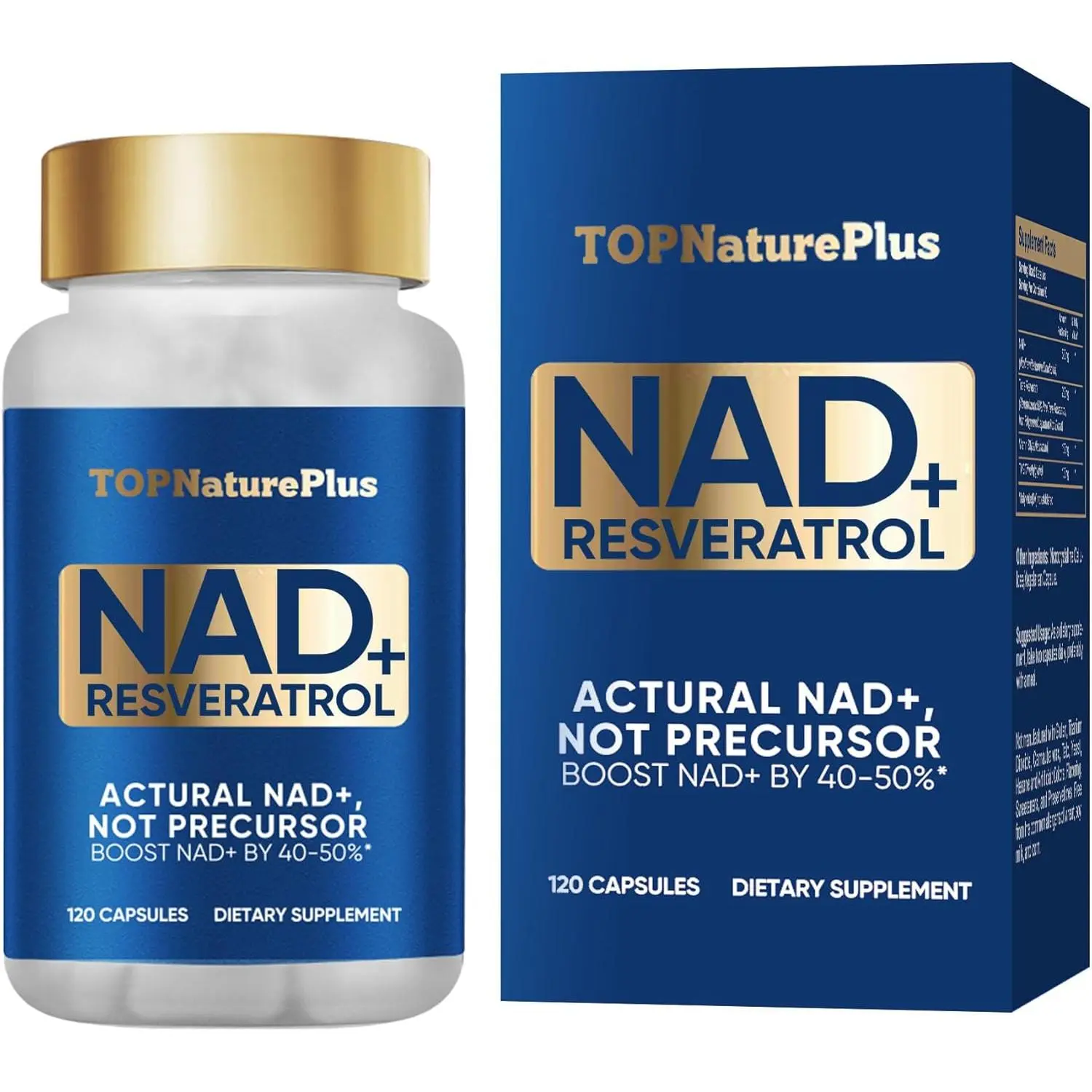 NAD+ Dietary Supplement 1000mg - Organic Resveratrol Vitamin, Nutrient Enhancers for Energy Boost, Anti-Aging, Brain Health, Max Absorption, 120 Capsules (DNA Cognitive Support), Anti Aging Supplements, Brain Health Supplement