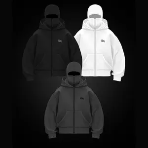 Men's Balaclava Zip Hoodie Winter Warm Casual Sweatshirt With Hooded Face Mask Zipper Design Sports Jacket Outdoor ActivitiesGift