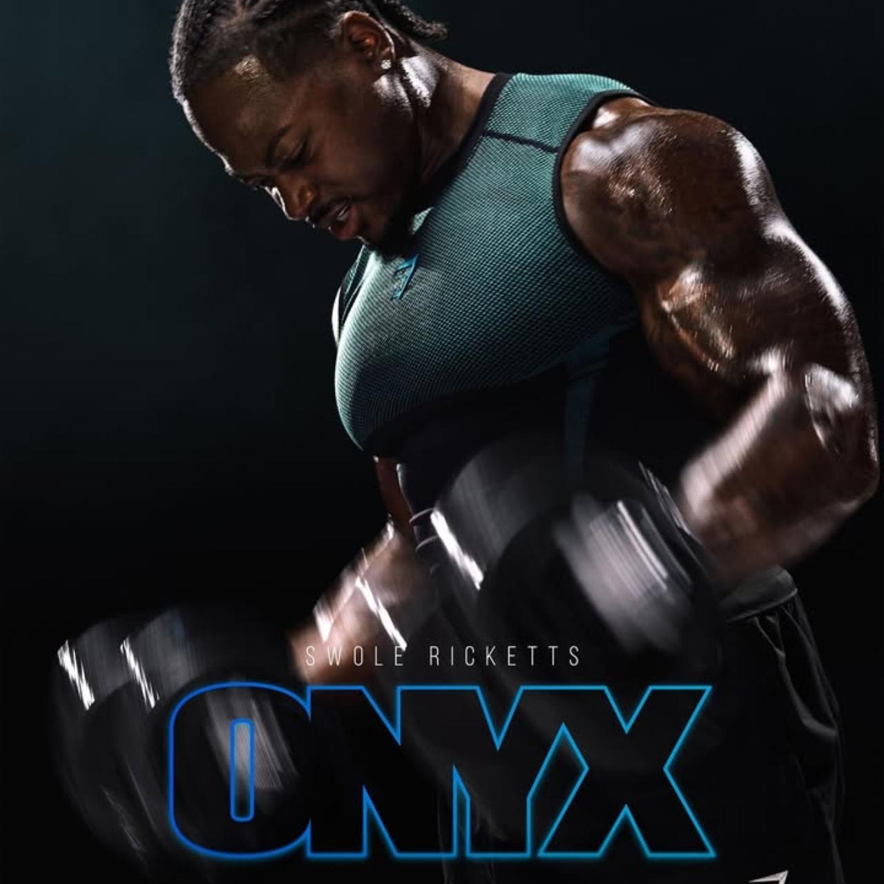 RARE Onyx 5.0 Seamless T-Shirt Black/Brand Blue Men's Fitted Athletic Tee for Workout