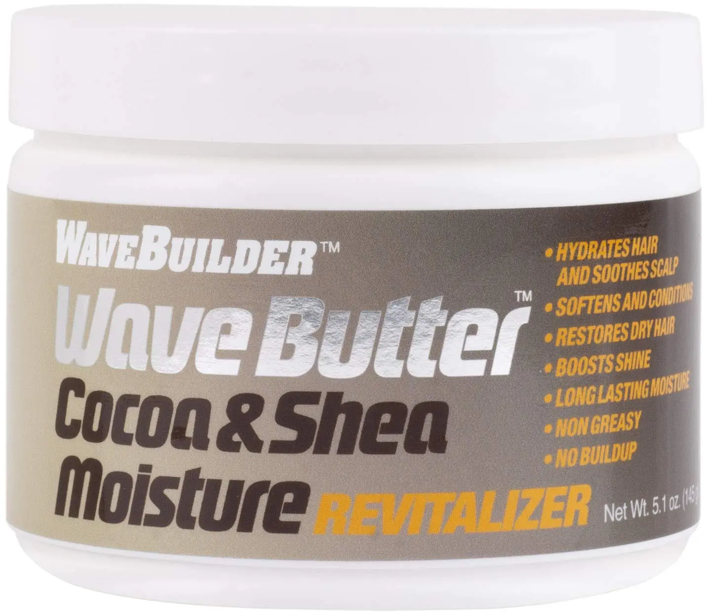 Wavebuilder Wave Butter with Cocoa, Shea, Castor Oil & Keratin, Daily Moisturizer for Smoother Waves and Glossy Hair, 5.1 oz, Moisture, Wavy, Dry Hair