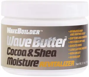WaveBuilder Cocoa & Shea Wave Butter, 5.1 oz Fragranced Hydrating Daily Haircare Moisturizer with Castor Oil & Keratin - Nourishing Scalp Nourisher, Smooth Hair Conditioner, Shine Enhancer (Boosts Moisture)