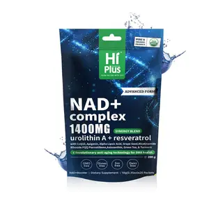 HiPlus NAD Berry Fruit Flavor Supplement  Liposomal Nicotinamide Riboside Drink 1400mg with PQQ Urolithin A Resveratrol & Astaxanthin Anti-Aging Energy Boost Cognitive Enhancement 20 Sachets Box Healthcare Dietary Vitamin Fitness Edible Optimum