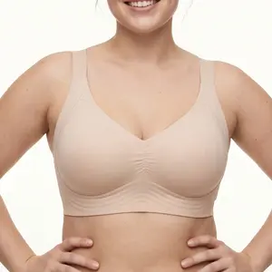 VRCOMFY Women Jelly Bras Wirefree Full Coverage No Underwire Everyday Bras Comfortable Wireless Padded Tshirt Bra