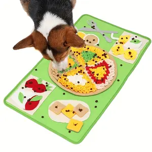 Seven & Nine Interactive Pizza-Shaped Dog Snuffle Mat - Durable Polyester, Hidden Treat Dispenser for Mental Stimulation & Anxiety Relief