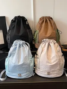Large Capacity Drawstring Backpack, Lightweight Multifunctional Casual Sports Bag for Men and Women, Commute and Travel, Dry and Wet Separation Bookbag, Sporty Pocket Design
