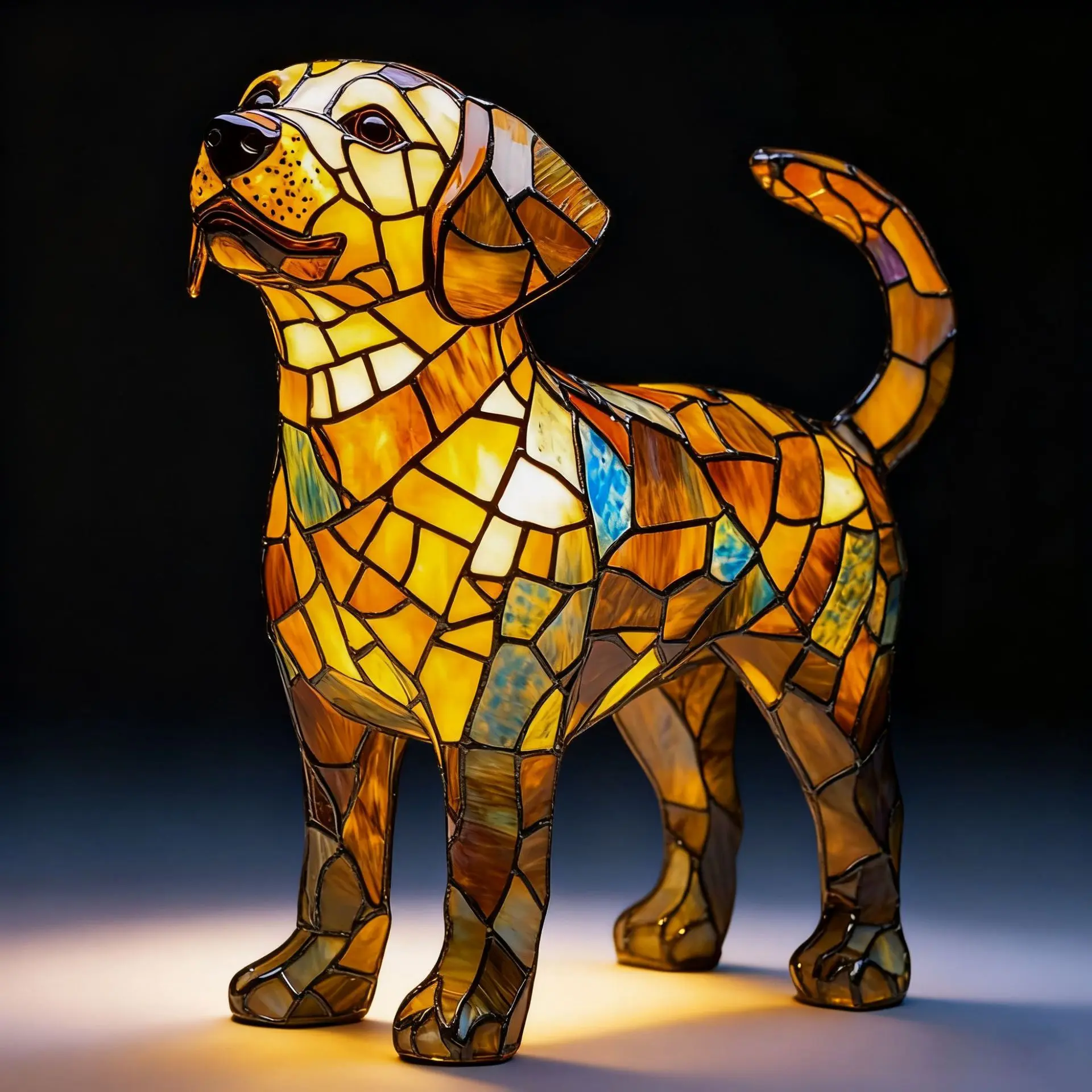 Resin Ornaments LED Night Light Glowing Cat Dog Series Art Animal Statue Creative Home Desktop Decoration USB Plug-in Model-Cute + Useful