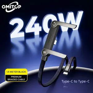 OMITOP   Invisible Charging Stand Cable: 240W ultra-fast 2-in-1 charging cable and phone stand, perfect for watching movies, gaming, working, and traveling. Compatible with iPhone, Samsung, and Type-C ports.