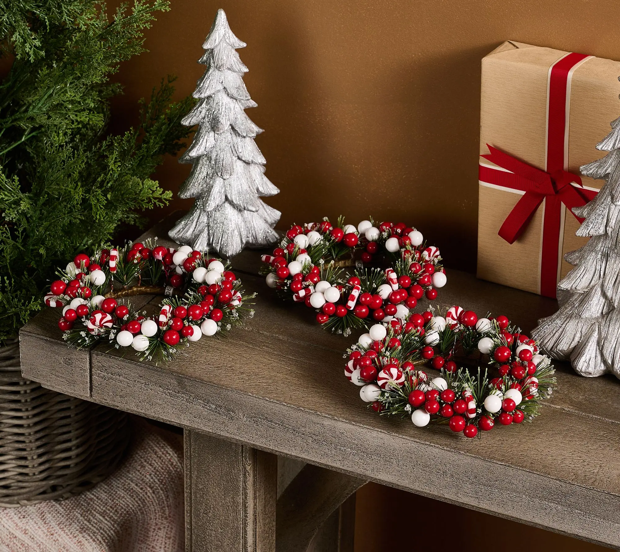 Set of 3 Peppermint and Berry Candle Rings by Valerie