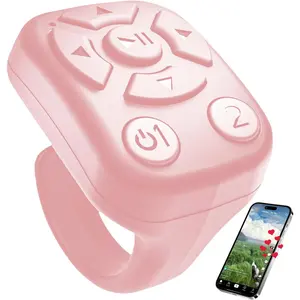 Scrolling Ring - Bluetooth Remote for Clips & Tunes, iPhone-Compatible Fingertip Wireless Bluetooth Controller, Ideal for iPad, iOS & Android, with Lively Camera Shutter-(Pink)