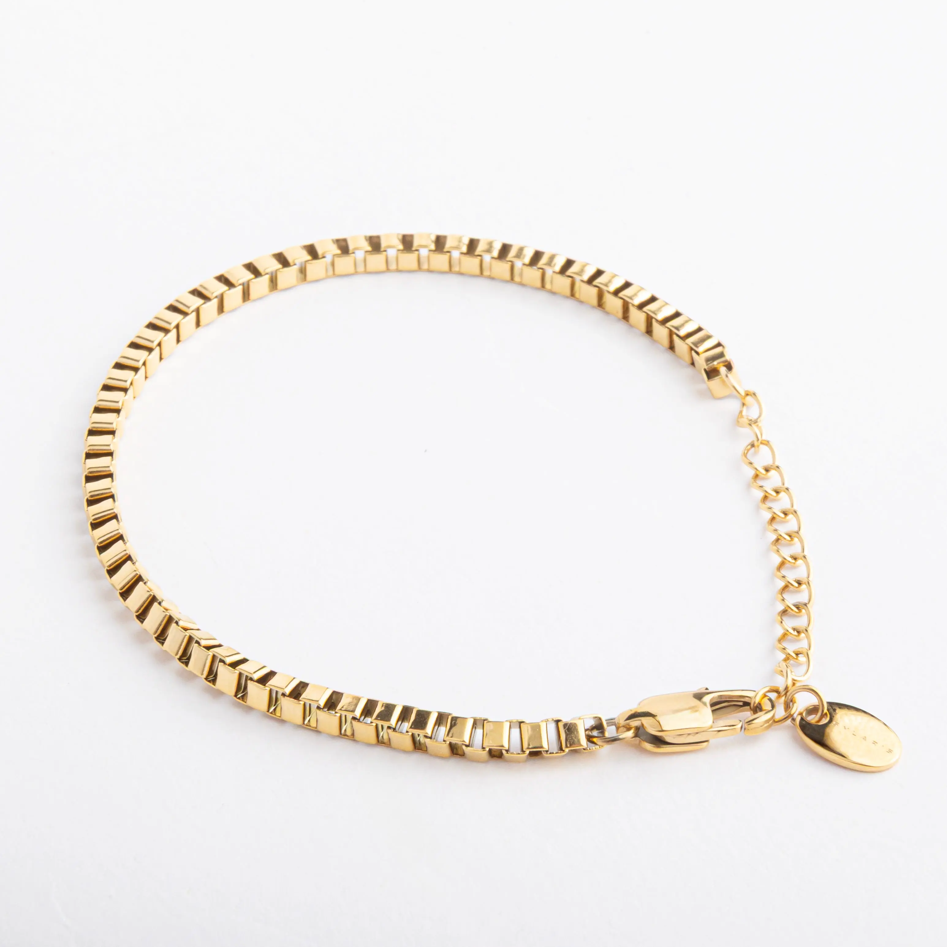 Box Bracelet (Gold) 3MM - 7.5 Inches