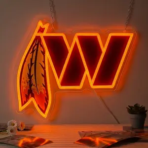 Commander Football Neon Signs Led Sign for Wall Decor Rugby Team Light Up Sign Suitable for Man Cave Office Bar Pub Wall Art Gifts for Teen Boys