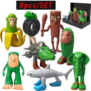 6pcs/8pcs/12pcs Italian Brainrot Plastic Toy Action Figure,Tung Tung Tung Sahur Tralalero Tralala Decorative, Desktop Ornaments, Christmas, Birthday Gifts ,Animals