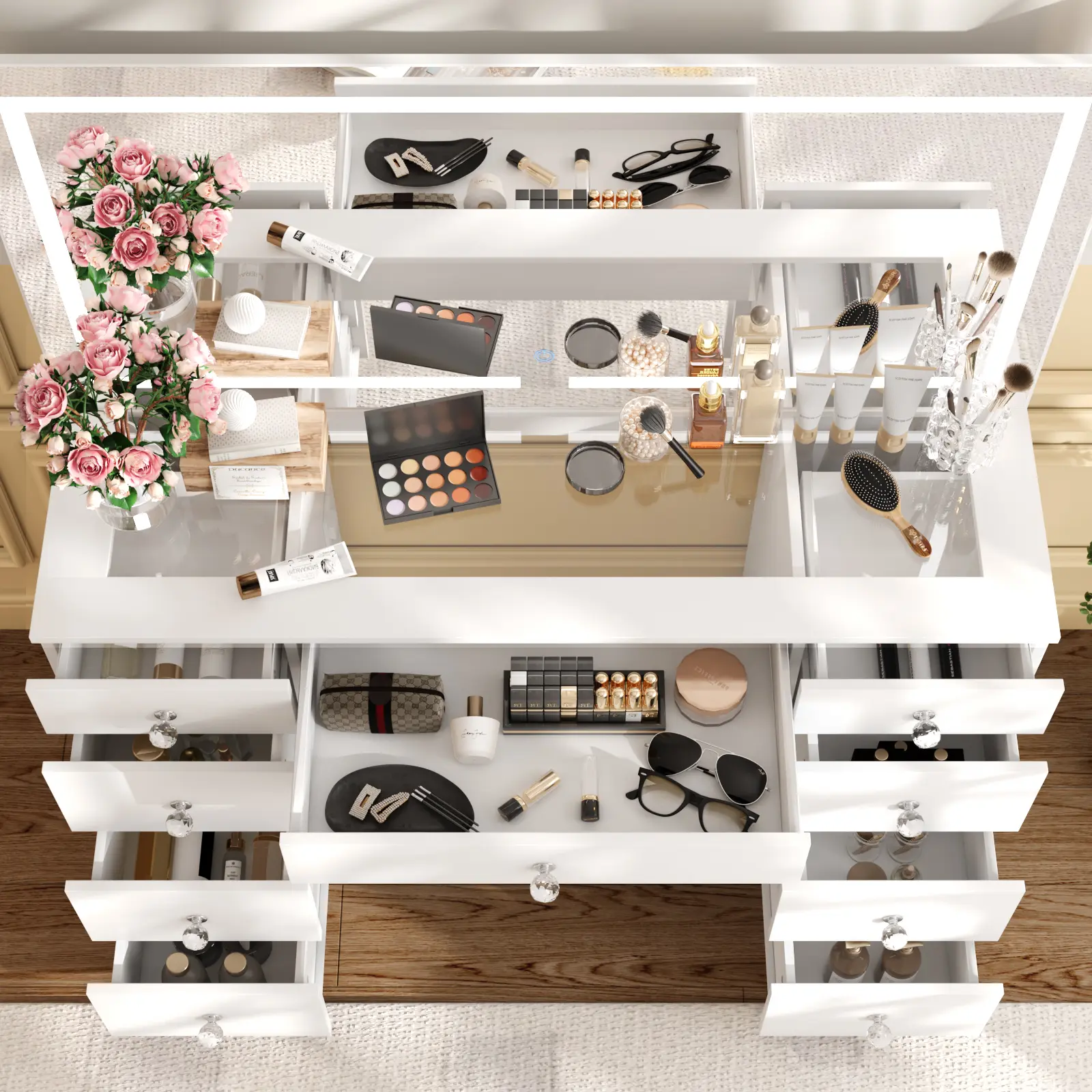 White with glass top(47.2'' Length)