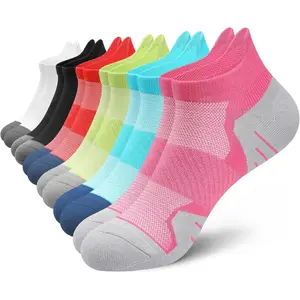 6 Pairs Ankle Compression Socks for Women, Cushioned Running Socks with Arch Support, Low Cut, Targeted Compression Menswear Bestie Activewear Athletic Black(6 Pairs)  Sportswear grip socks basic  white  shoes