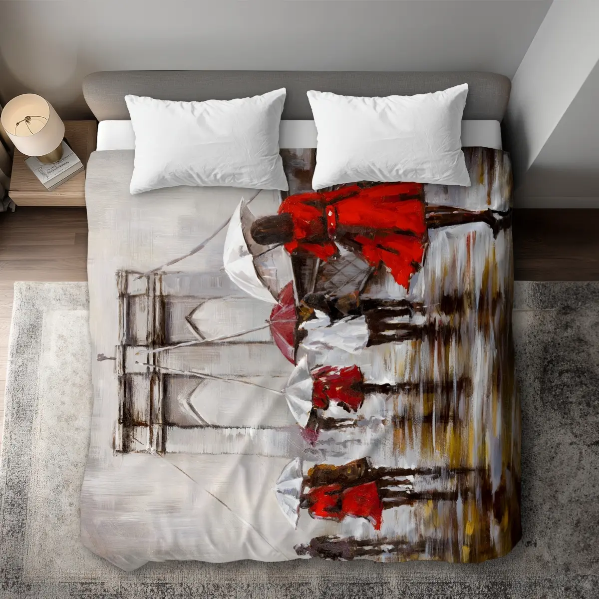 Begin Home Decor C1DCKSW0P0PZAO King Size Brooklyn Bridge Print Decorative Duvet Cover - Contemporary Bedding Bed Cover