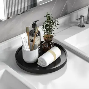 Turntable  Tray 10 Inch for Perfume Candle,  Kitchen Sink Countertop Organizer Keep Glass, Sponge and Soap Bathroom Coffee Table Decorative Black (VFLZ)