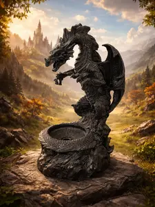 The Armored Kingdom Dragonfire Wrath Candle Holder with USB Powered LED Candle for Medieval Fantasy & Gothic Home Decor Light Lighting Claw Gift Ornaments