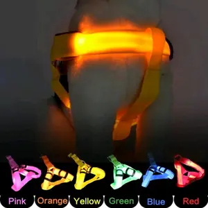 New Running USB Rechargeable Luminous Pet Dog Collar Harness - Glow-in-the-Dark LED Light Safety Nylon Lighted Dog or Cat Harness