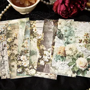 Vintage Flower Pattern Material Paper, 5 Packs Scrapbook Materials Scrapbooking & Journal Making Paper, DIY Decorative Paper for Home Dormitory Office School