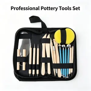 Clay Tool Set 18-Piece Kit, Storage Bag for Artistic Craftsmanship, Ideal for Ceramic Workshops & DIY Projects, Durable Design