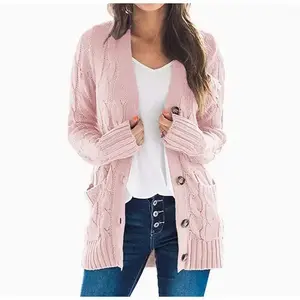 2025 new-selling women's mid-length sweater new cardigan jacket autumn winter long sleeve outfit teacher
