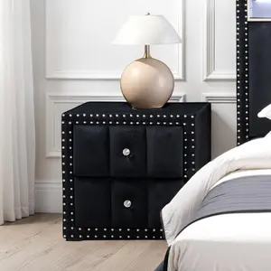 Farese Contemporary Nightstand with Glam Trim and Crystal Knobs by FOA
