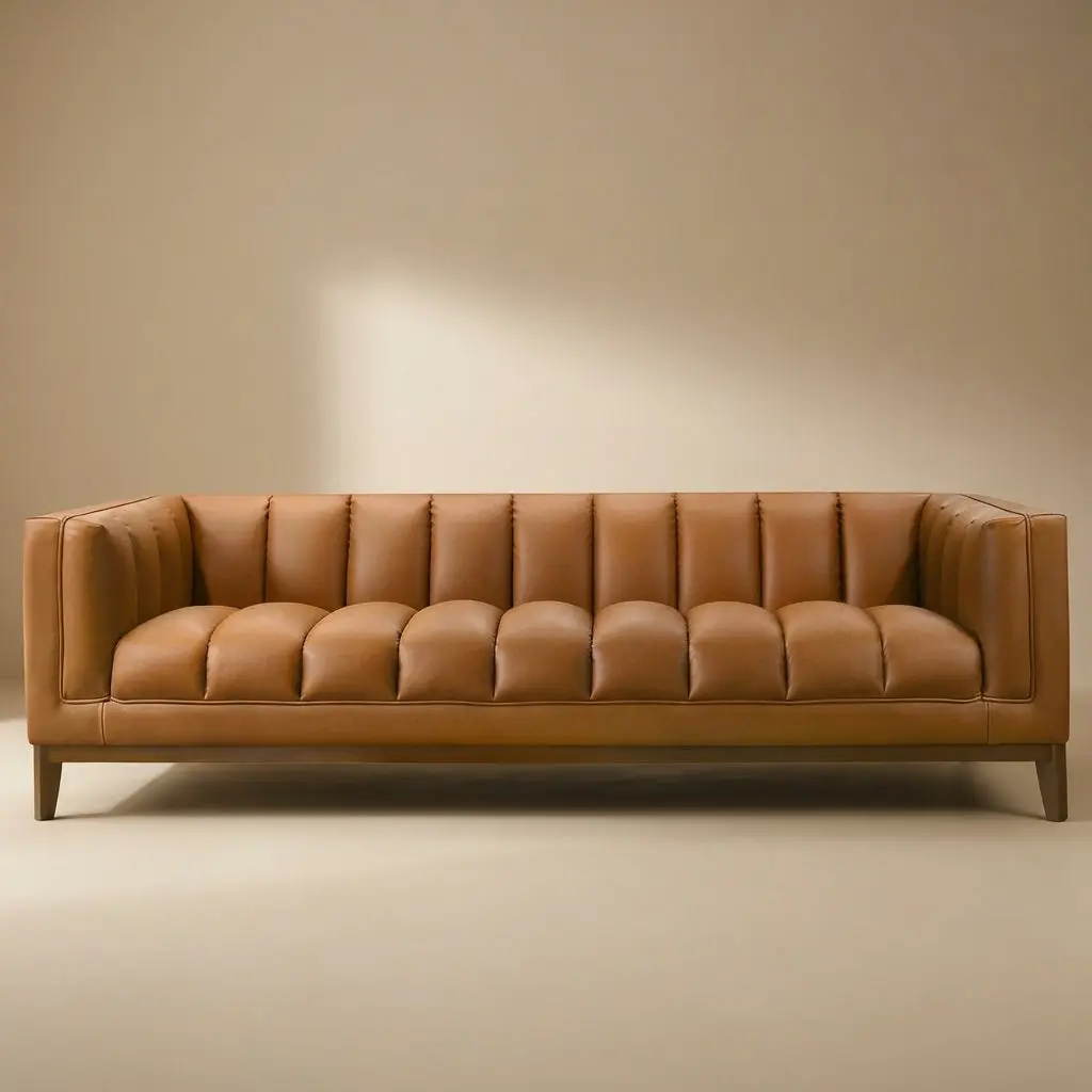 Jersey Cognac Vegan Leather Sofa Jersey Cognac Vegan Leather Sofa