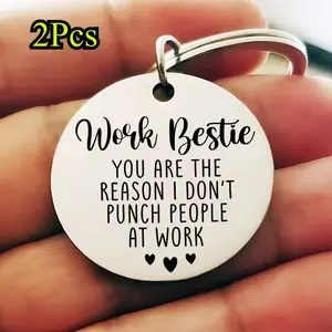 2Pcs Cherished Colleague Friendship Gift, Stainless Steel Keychain, Unisex - Colleague Friendship Gift, Emotional Support Colleague Exclusive, Suitable As Birthday, Christmas, New Year, Party Gift For Colleagues, Friends