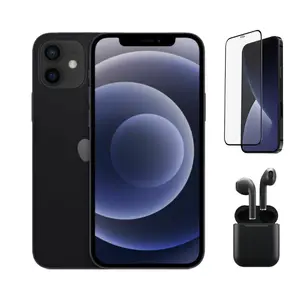 Refurbished Apple iPhone 12 (Unlocked) A2172 Acceptable Condition Bundle with Wireless Earbuds and Tempered Glass Screen Protector & 1 year Warranty
