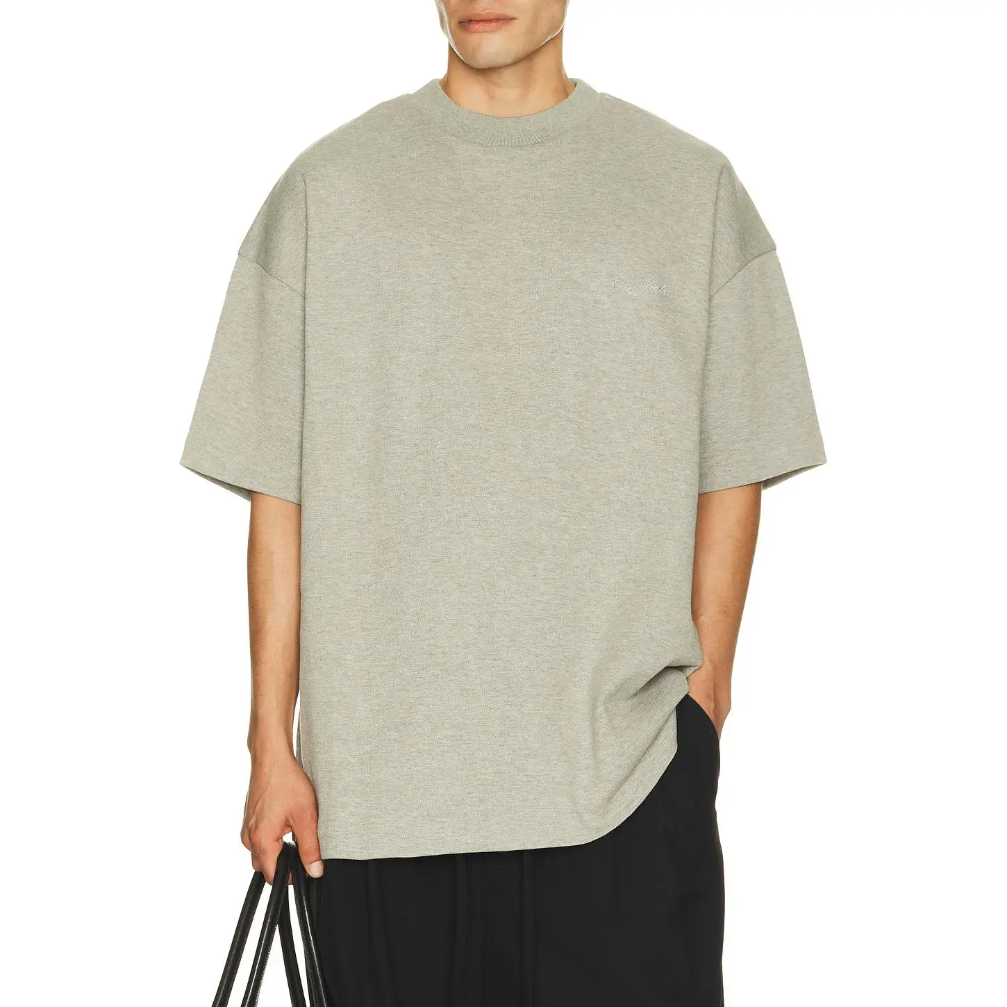 Fear of God ESSENTIALS Signature 90's Short Sleeve Tee in Concrete Heather