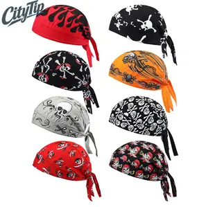 8 Pack Do Rag Skull Caps , Sweat Wicking Doo Rags Cooling Helmet Liner, Breathable Skull Print Bandana Head Wrap for Motorcycle Cycling Riding Outdoor Sports