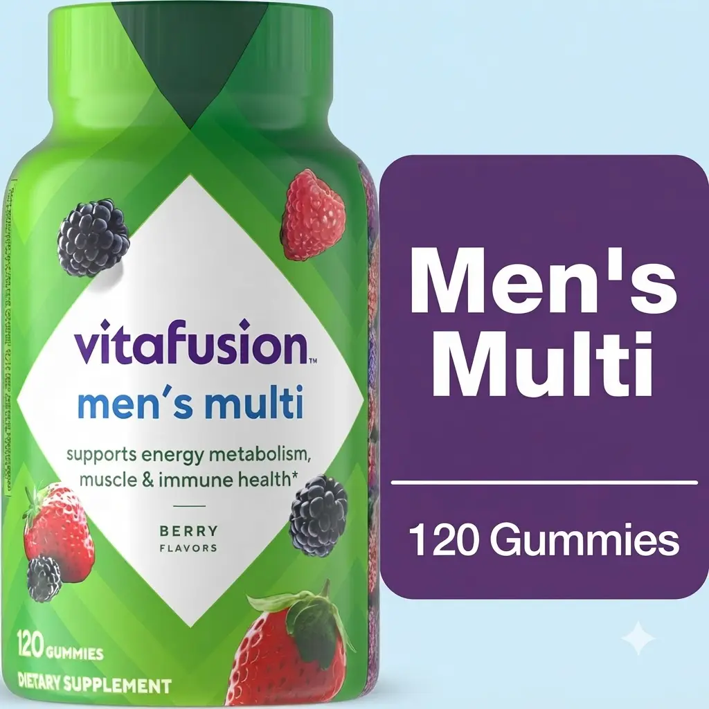 vitafusion Adult Gummy Multivitamins for Men 120 Count 10% More Vitamin A C E Daily Mens Immunity Energy Supplement