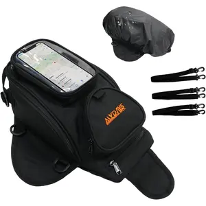 Magnetic Heavy Duty Black Motorcycle Gas Tank Pouch Oxford Saddle Motorbike Bag