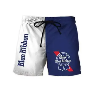 Pabst Blue Ribbon Swim Trunks – Beer Lover Summer Beach Shorts, Lightweight Quick Dry Swimwear for Men, Casual Pool Party Beachwear Vacation Outfit