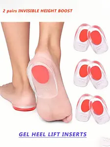 2 Pairs Self-Adhesive PU Heel Pads, Anti-Wear Shock Absorption Non-Slip Inserts for Men Women