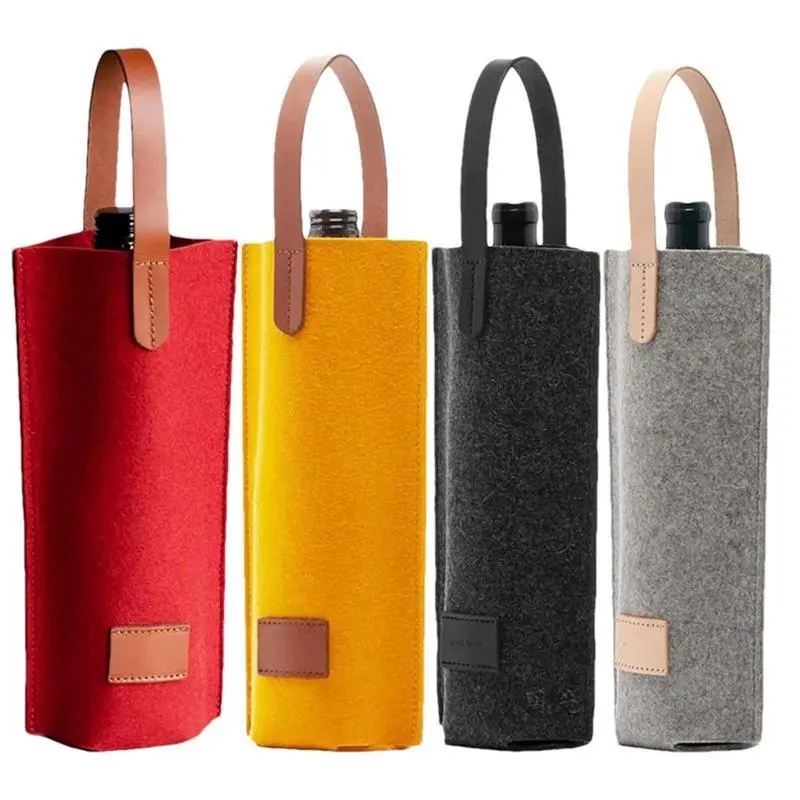 Wine Bag felt Single Bottle Insulated Tote Bottle Wine Carrier Bag Padded Wine Cooler Gift for Wine Lovers or Wedding Insulated Storage Bag