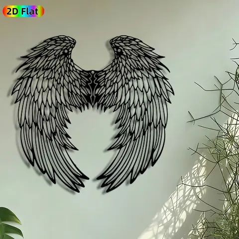 1pc Angel Wings Metal Wall Art Decoration, Aesthetic Wall Decor, Modern Design, Ornaments, Guardian Angel Wings Statue Mural, Artistic Metalwork, Perfect for Christmas, Anniversary, Home Gothic Decor, Ideal Gift for Spiritual Decor Enthusiasts
