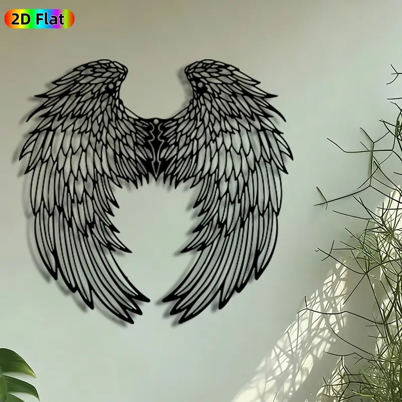1pc Angel Wings Metal Wall Art Decoration, Aesthetic Wall Decor, Modern Design, Ornaments, Guardian Angel Wings Statue Mural, Artistic Metalwork, Perfect for Christmas, Anniversary, Home Gothic Decor, Ideal Gift for Spiritual Decor Enthusiasts