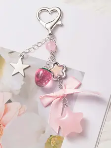 Style Soft Strawberry Star Keychain, Heart Clip + Transparent Strawberry + Matte Star, Bag Charm, Earphone Case Decor, Unique Gift for Friends