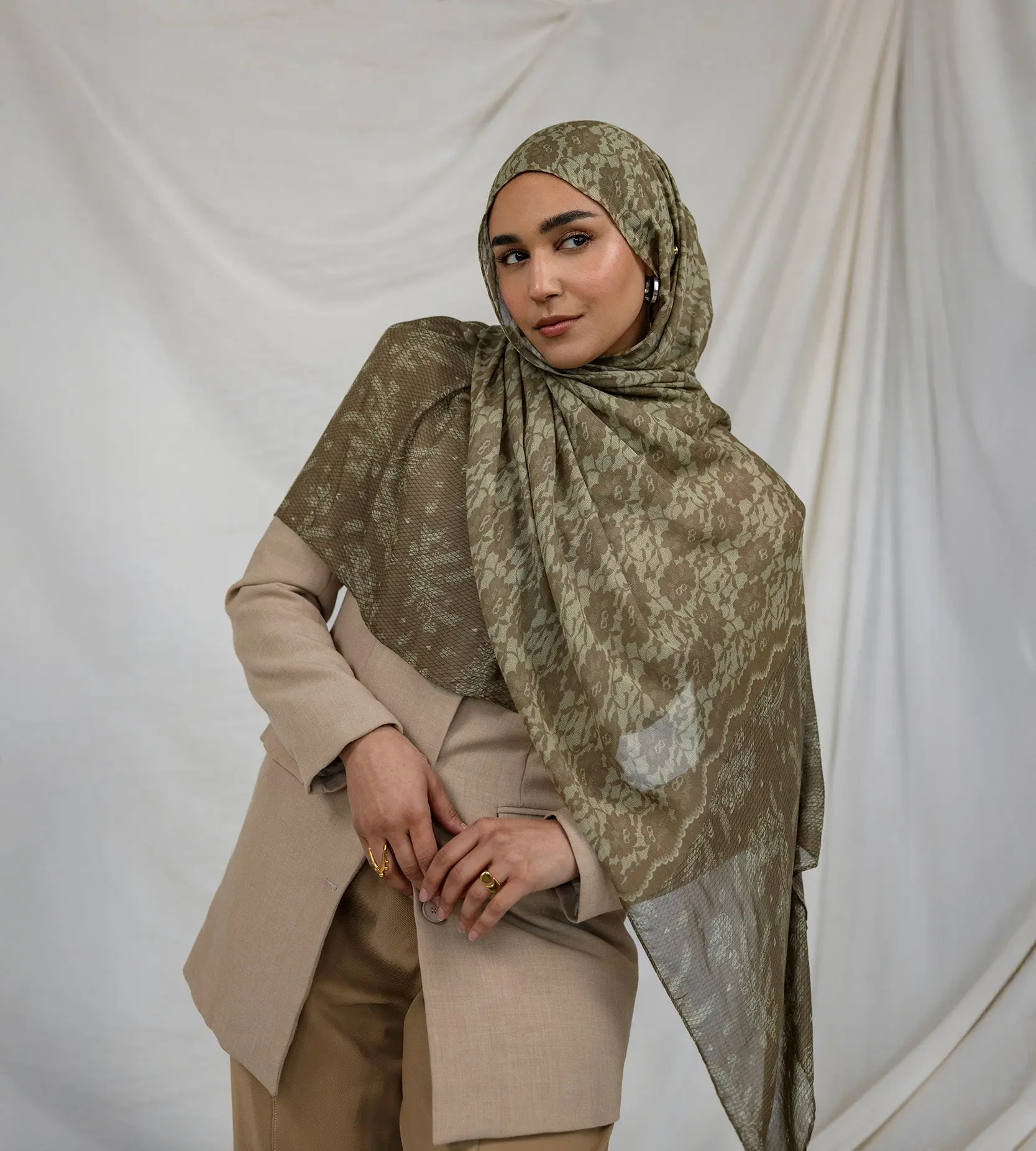 VELA Sage Lace Print Modal Hijab