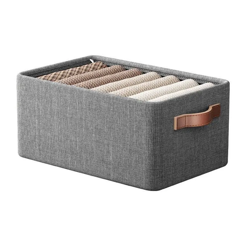 3pcs Closet Blanket Clothes Storage Box, Steel Frame Storage Box, Pants Storage Box, Home Dormitory Clothing Organizer