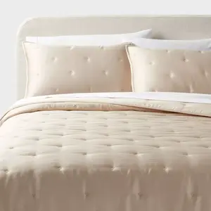 Threshold Comforter Set Lyocell Satin Cooling Solid TENCEL, Khaki, King