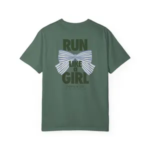 Run Like a Girl - Relaxed Fit Cotton Tee with Garment-Dyed Fabric and Double-Needle Seams for Long-Lasting Comfort